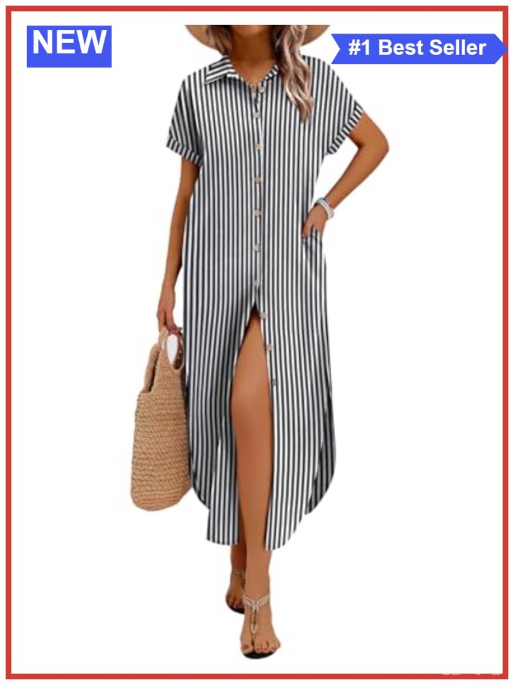 Zeagoo Women's Maxi Shirt Dress Button Down Short Sleeve Beach Cover Up
